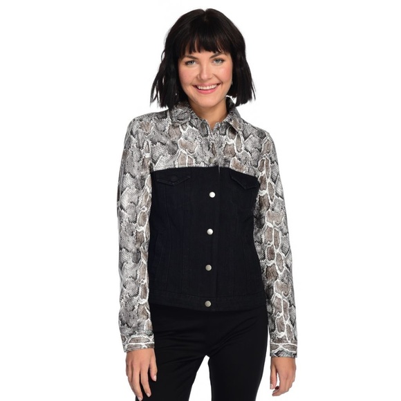 Kate & Mallory Printed Faux Croco Leather Jacket